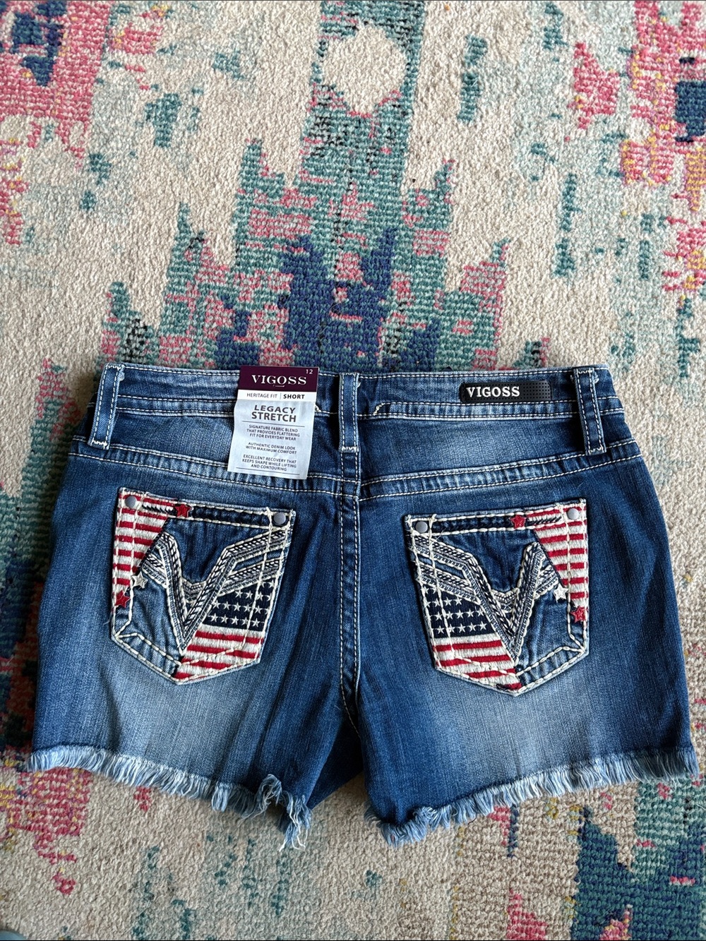 Vigoss Women's Dark Blue Distressed Frayed Hem Denim Shorts - Picture 3 of 7